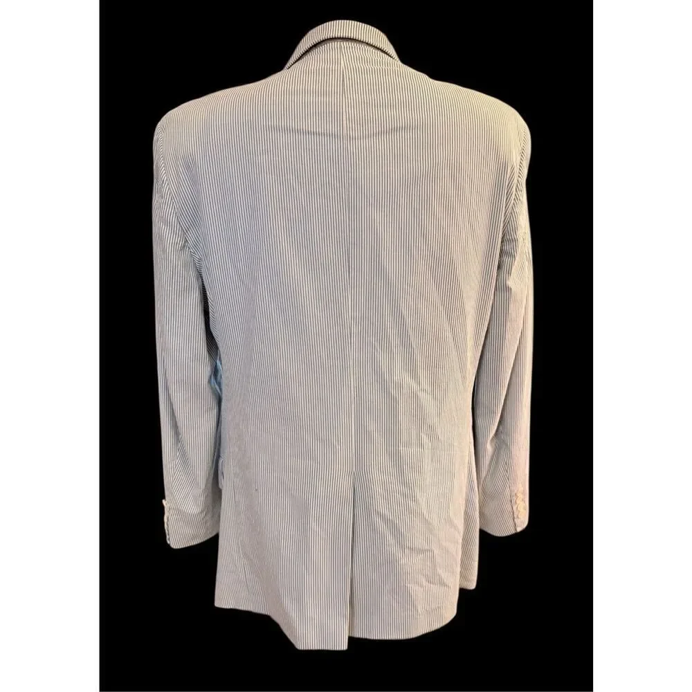 Corbin Men’s Sport Coat Blazer Blue White Seersucker - Picture 9 of 11